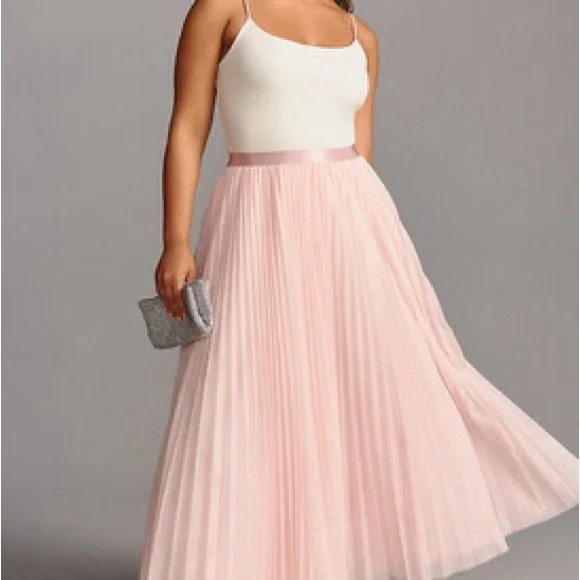 Anthropologie Hutch Pink Maxi Pleated A-Line Skirt - Picture 8 of 9